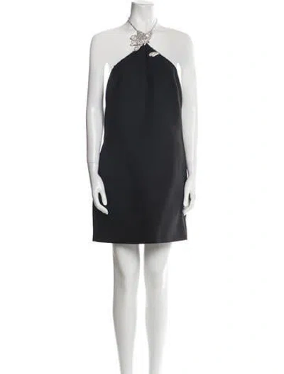 Pre-owned Valentino Virgin Wool Mini Dress In Black