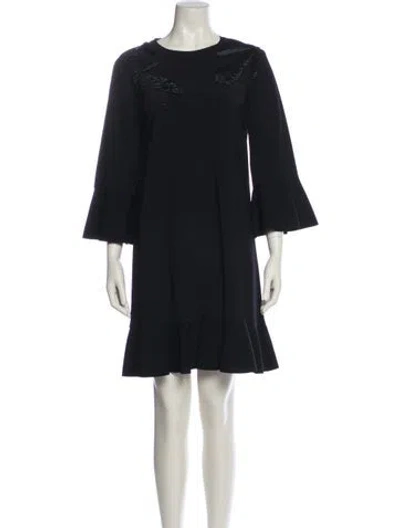 Pre-owned Valentino Virgin Wool Mini Dress In Black