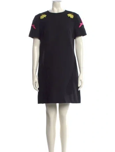Pre-owned Valentino Virgin Wool Mini Dress In Black