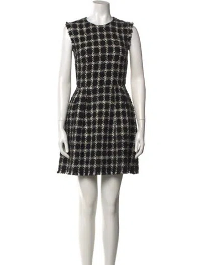 Pre-owned Valentino Virgin Wool Mini Dress In Black