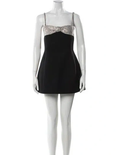 Pre-owned Valentino Virgin Wool Mini Dress In Black