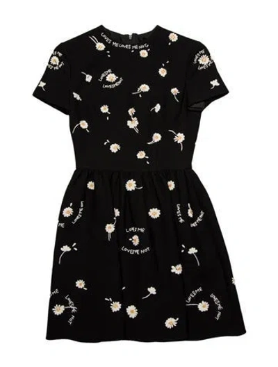 Pre-owned Valentino Virgin Wool Mini Dress In Black