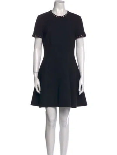 Pre-owned Valentino Virgin Wool Mini Dress In Black