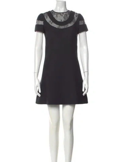 Pre-owned Valentino Virgin Wool Mini Dress In Black