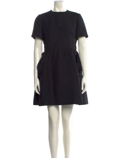 Pre-owned Valentino Virgin Wool Mini Dress In Black