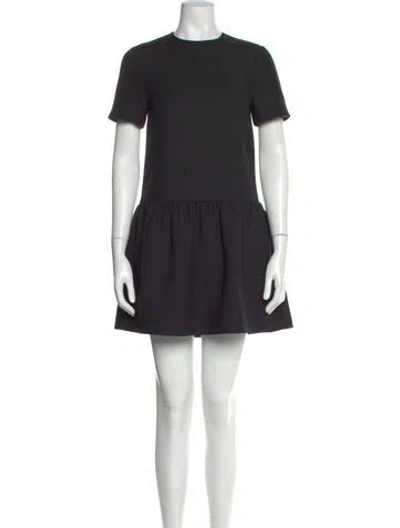 Pre-owned Valentino Virgin Wool Mini Dress In Black