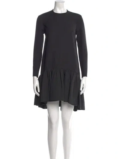 Pre-owned Valentino Virgin Wool Mini Dress In Black