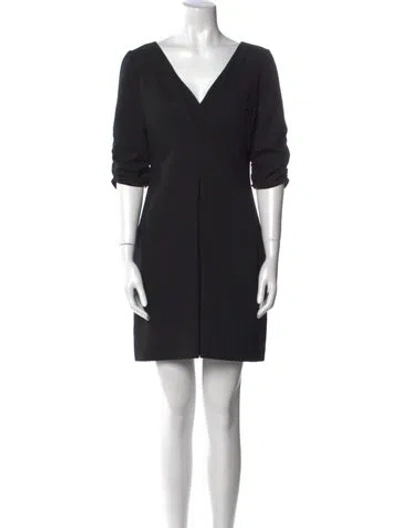 Pre-owned Valentino Virgin Wool Mini Dress In Black