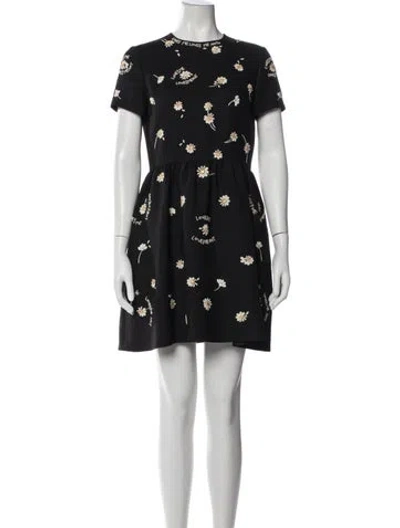 Pre-owned Valentino Virgin Wool Mini Dress In Black