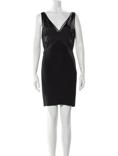 Pre-owned Valentino Virgin Wool Mini Dress In Black