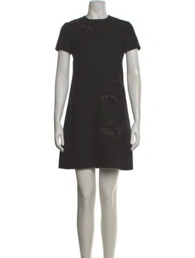 Pre-owned Valentino Virgin Wool Mini Dress In Black