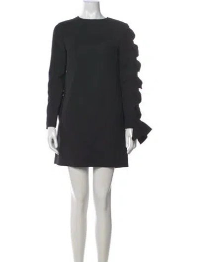 Pre-owned Valentino Virgin Wool Mini Dress In Black