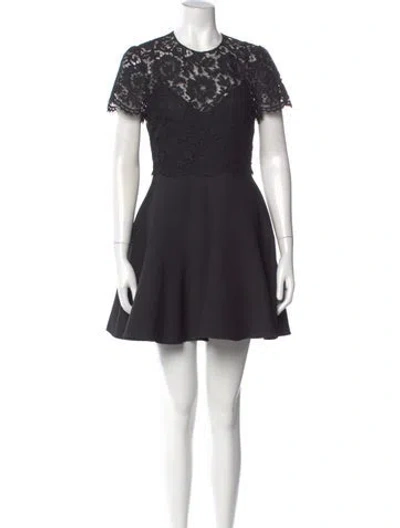 Pre-owned Valentino Virgin Wool Mini Dress In Black