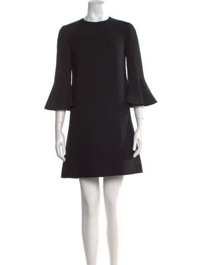 Pre-owned Valentino Virgin Wool Mini Dress In Black