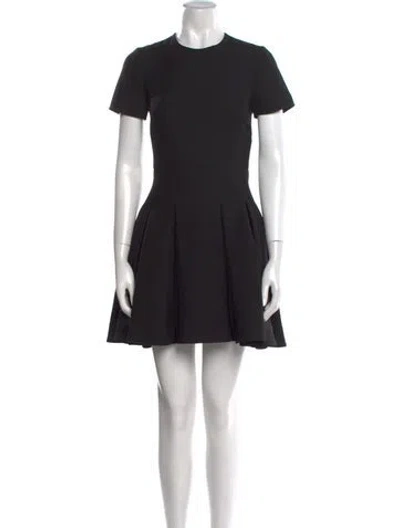 Pre-owned Valentino Virgin Wool Mini Dress In Black