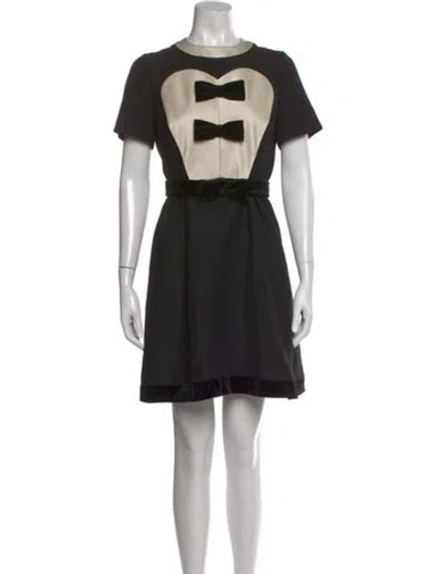 Pre-owned Valentino Virgin Wool Mini Dress In Black