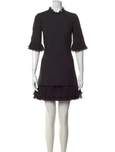 Pre-owned Valentino Virgin Wool Mini Dress In Black
