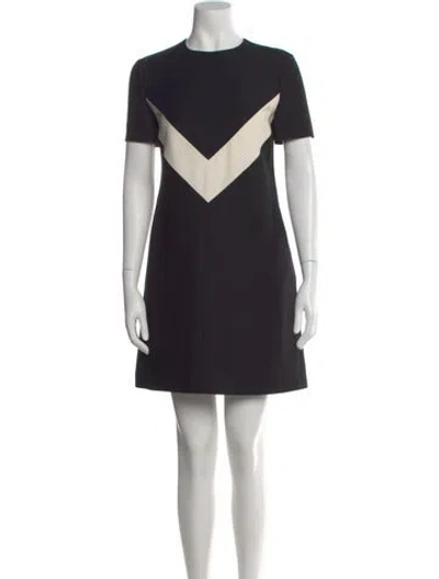 Pre-owned Valentino Virgin Wool Mini Dress In Black