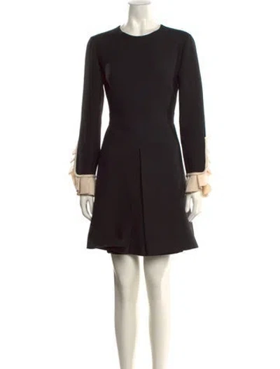 Pre-owned Valentino Virgin Wool Mini Dress In Black