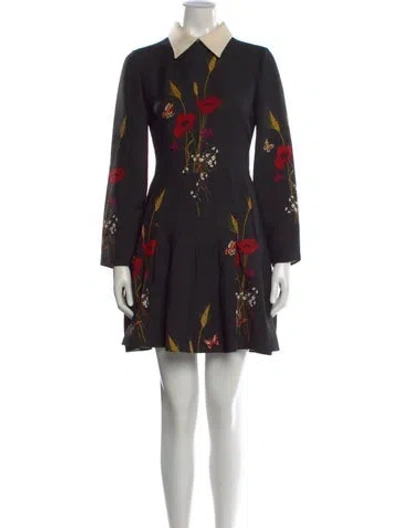 Pre-owned Valentino Virgin Wool Mini Dress In Black