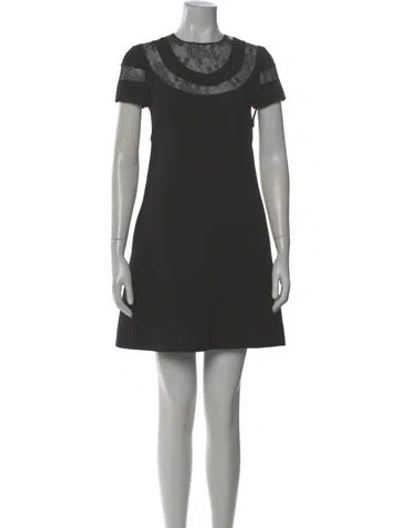 Pre-owned Valentino Virgin Wool Mini Dress In Black
