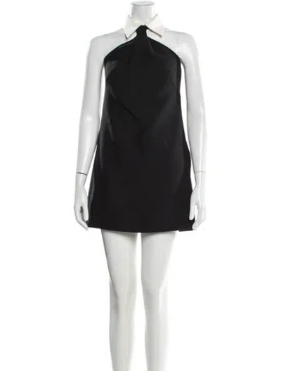 Pre-owned Valentino Virgin Wool Mini Dress In Black