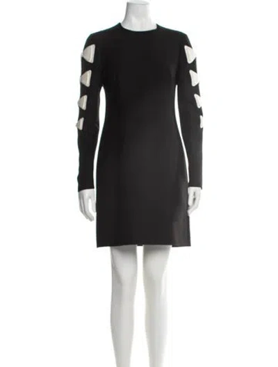 Pre-owned Valentino Virgin Wool Mini Dress In Black