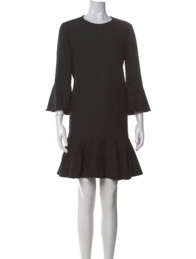 Pre-owned Valentino Virgin Wool Mini Dress In Black