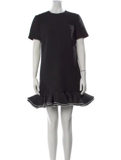 Pre-owned Valentino Virgin Wool Mini Dress In Black