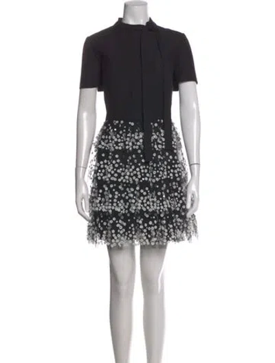 Pre-owned Valentino Virgin Wool Mini Dress In Black