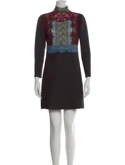 Pre-owned Valentino Virgin Wool Mini Dress In Black