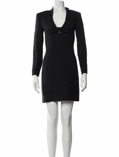 Pre-owned Valentino Virgin Wool Mini Dress In Black