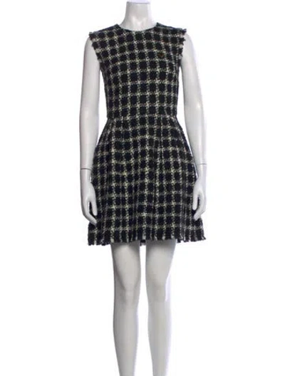Pre-owned Valentino Virgin Wool Mini Dress In Black