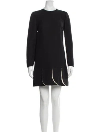 Pre-owned Valentino Virgin Wool Mini Dress In Black