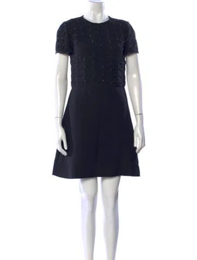 Pre-owned Valentino Virgin Wool Mini Dress In Black