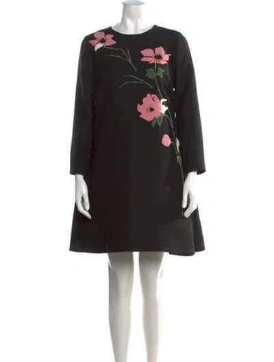 Pre-owned Valentino Virgin Wool Mini Dress In Black