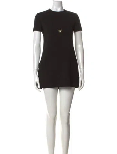 Pre-owned Valentino Virgin Wool Mini Dress In Black