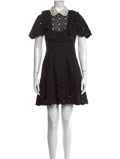 Pre-owned Valentino Virgin Wool Mini Dress In Black
