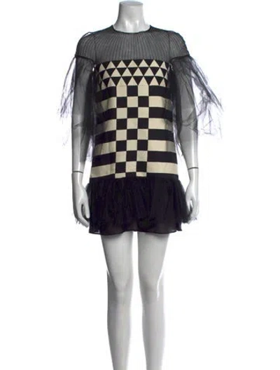 Pre-owned Valentino Virgin Wool Mini Dress In Black