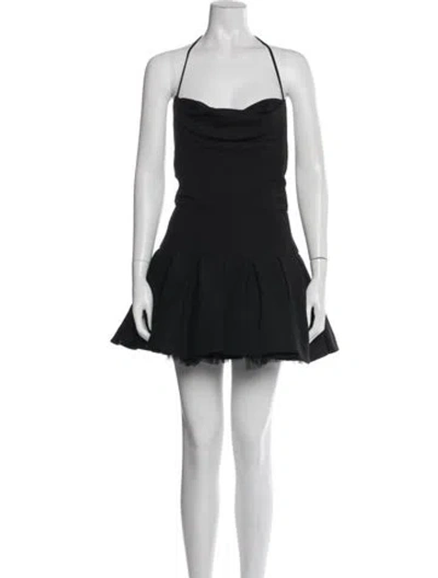 Pre-owned Valentino Virgin Wool Mini Dress In Black