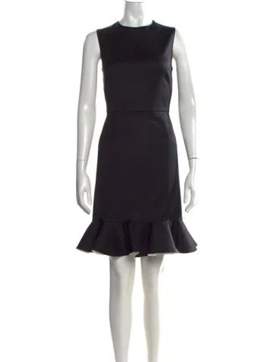 Pre-owned Valentino Virgin Wool Mini Dress In Black