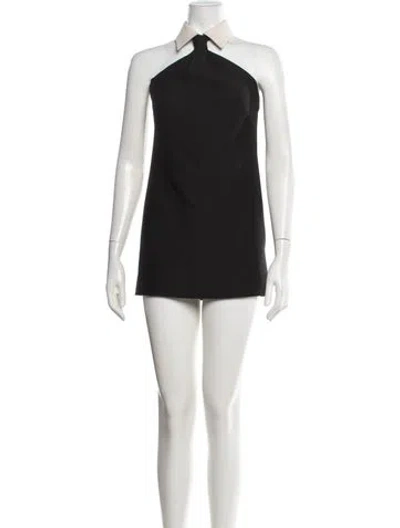 Pre-owned Valentino Virgin Wool Mini Dress In Black