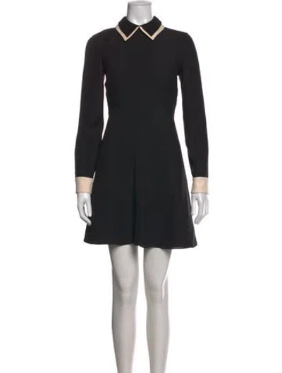 Pre-owned Valentino Virgin Wool Mini Dress In Black