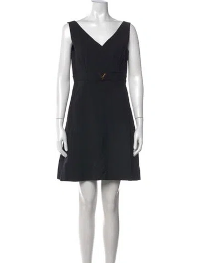 Pre-owned Valentino Virgin Wool Mini Dress In Black