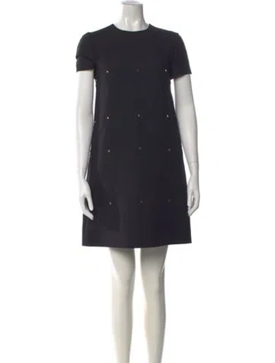 Pre-owned Valentino Virgin Wool Mini Dress In Black