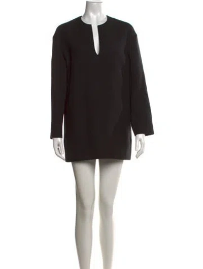 Pre-owned Valentino Virgin Wool Mini Dress In Black