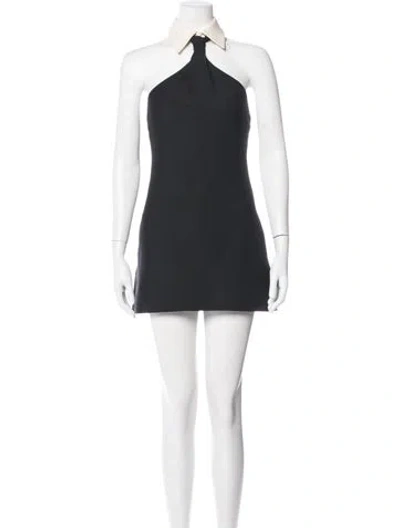 Pre-owned Valentino Virgin Wool Mini Dress In Black