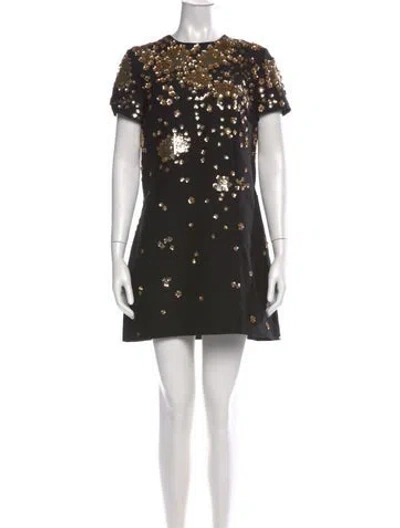 Pre-owned Valentino Virgin Wool Mini Dress In Black