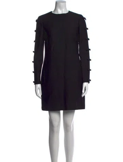 Pre-owned Valentino Virgin Wool Mini Dress In Black