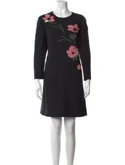 Pre-owned Valentino Virgin Wool Mini Dress In Black